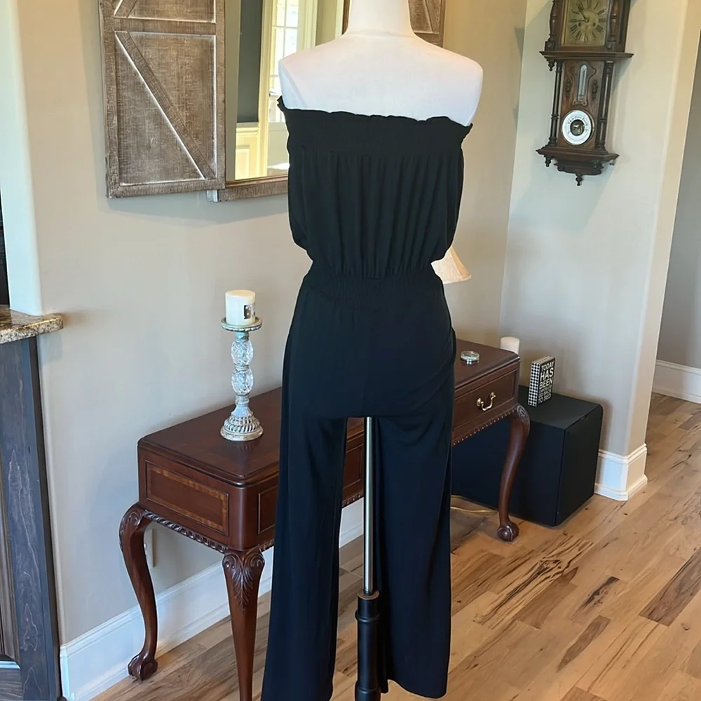 Comfy Strapless Black Knit Jumpsuit Strapless